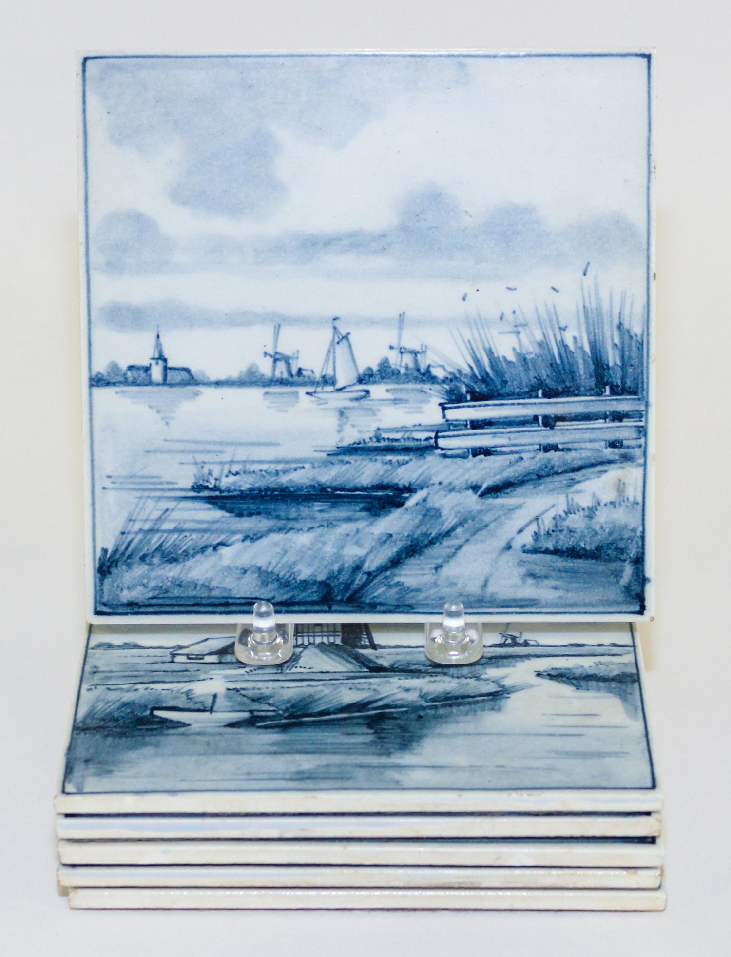 A Set of Six Dutch Ceramic Tiles Each 6 x 6 inches. — 20TH CENTURY