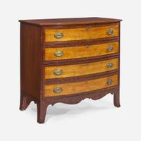 A Federal inlaid mahogany and figured maple bowfront chest of drawers Portsmouth, NH, circa 1800