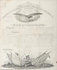 VAN BUREN, Martin (1782-1862). Partly-printed document signed ("M. Van Buren"), as President, countersigned by Joel R. Poinsett as Secretary of War, 20 February 1840.