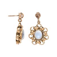 ANTIQUE, ROSE GOLD AND MOONSTONE EARRINGS