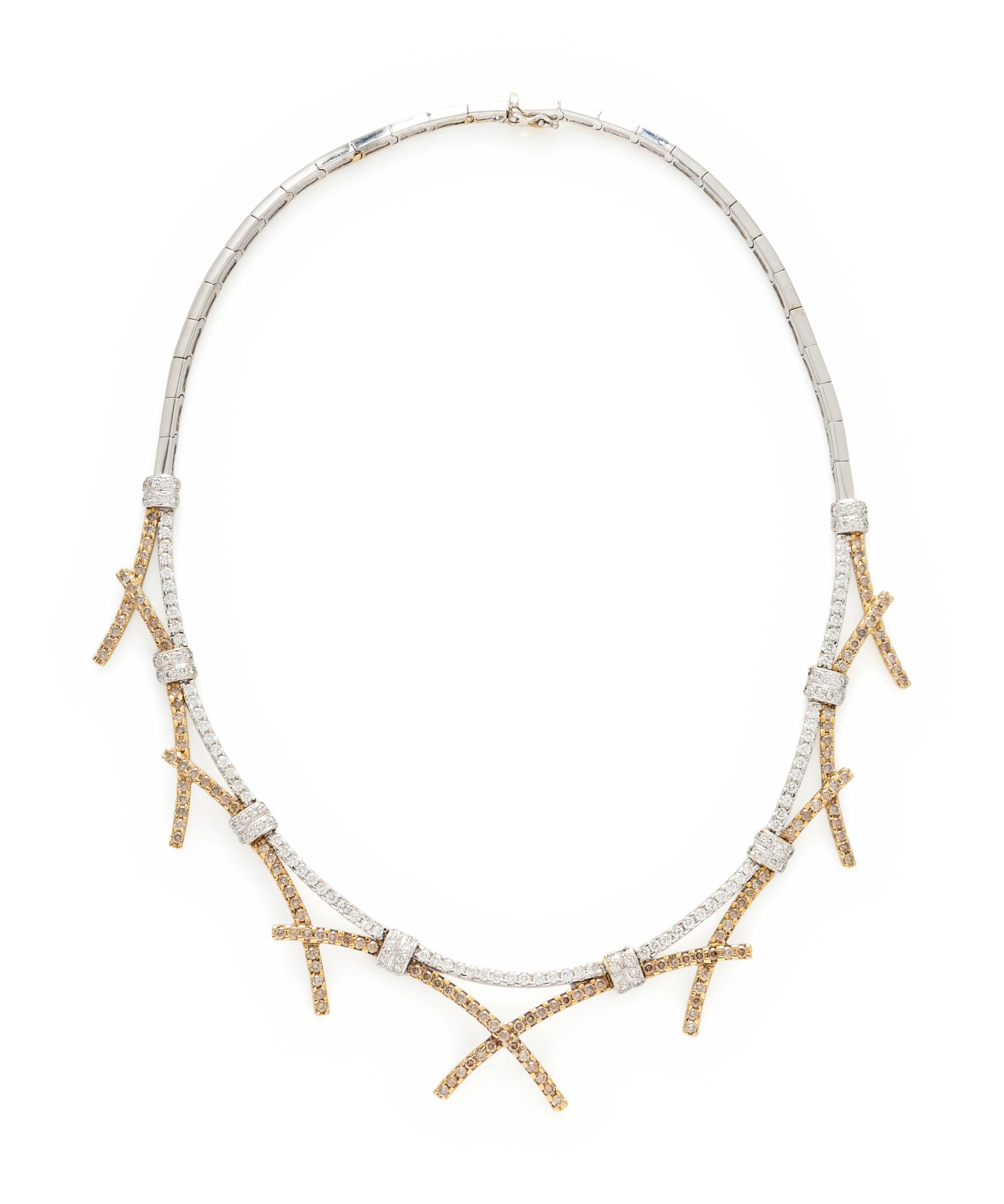 COLORED DIAMOND, DIAMOND, AND WHITE GOLD NECKLACE