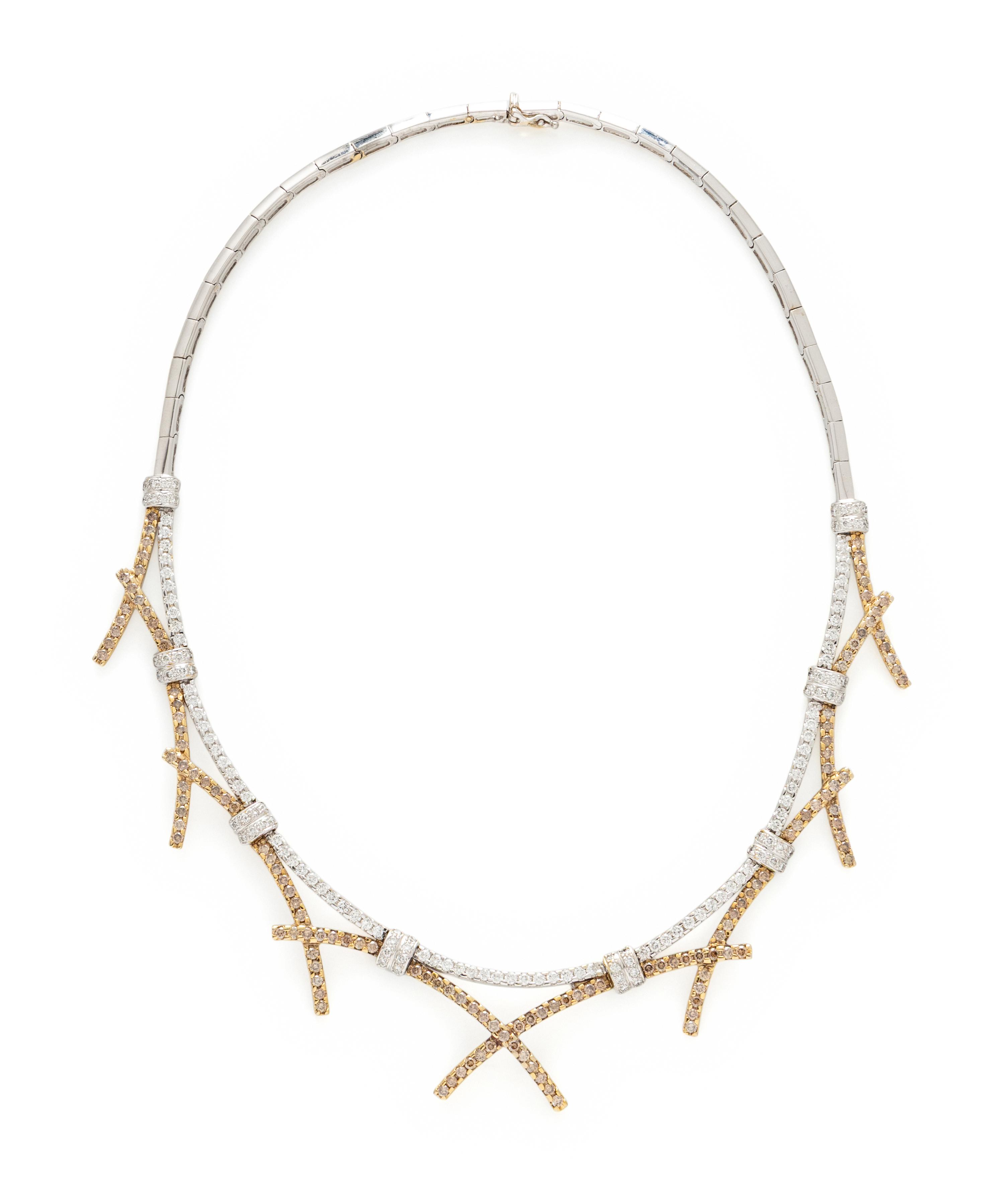 COLORED DIAMOND, DIAMOND, AND WHITE GOLD NECKLACE