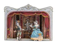 Two Italian Painted and Decoupage Commedia Dell'Arte Dioramas