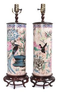 A Pair of Chinese Porcelain Hat Stands Height 17 1/2 inches.