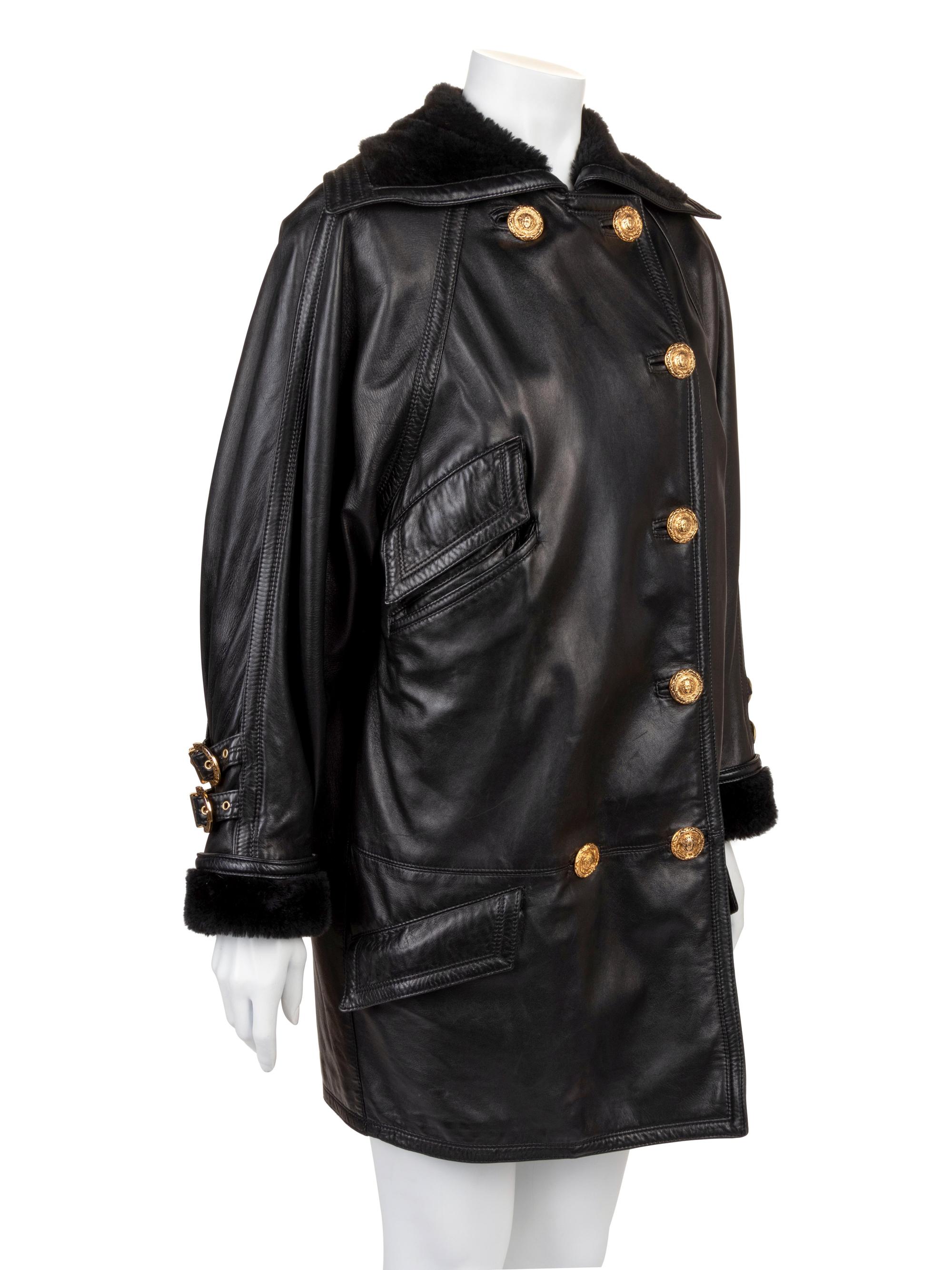 Gianni Versace Leather Coat, 1980-90s