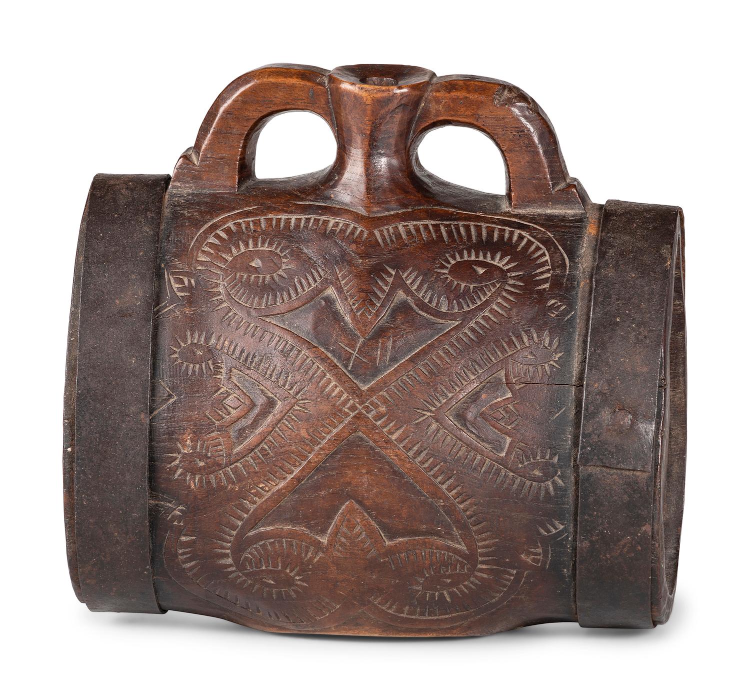 A Pennsylvania Dutch Carved Wood Canteen