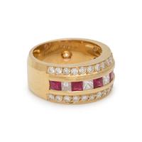 YELLOW GOLD, RUBY AND DIAMOND RING