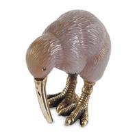 A Carved Agate, 14-Karat Gold and Cabochon Mounted Model of a Kiwi Bird