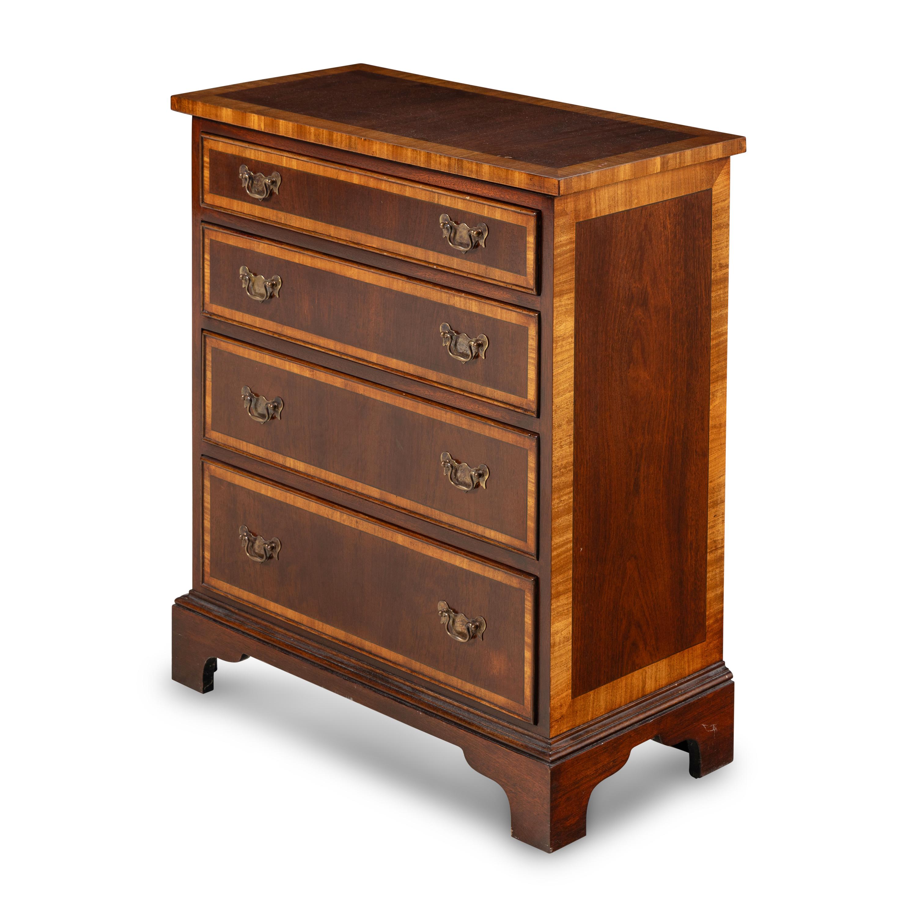 A George III Style Mahogany and Satinwood Chest of Drawers