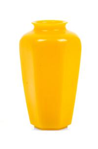 A Small Chinese Yellow Glass Hexagonal Bottle
