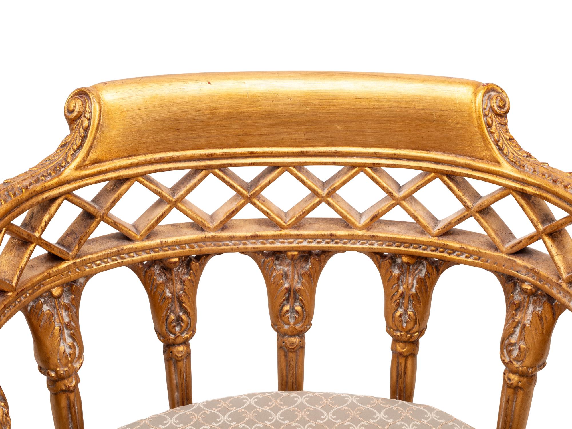 A Set of Four Italian Neoclassical Style Giltwood Armchairs