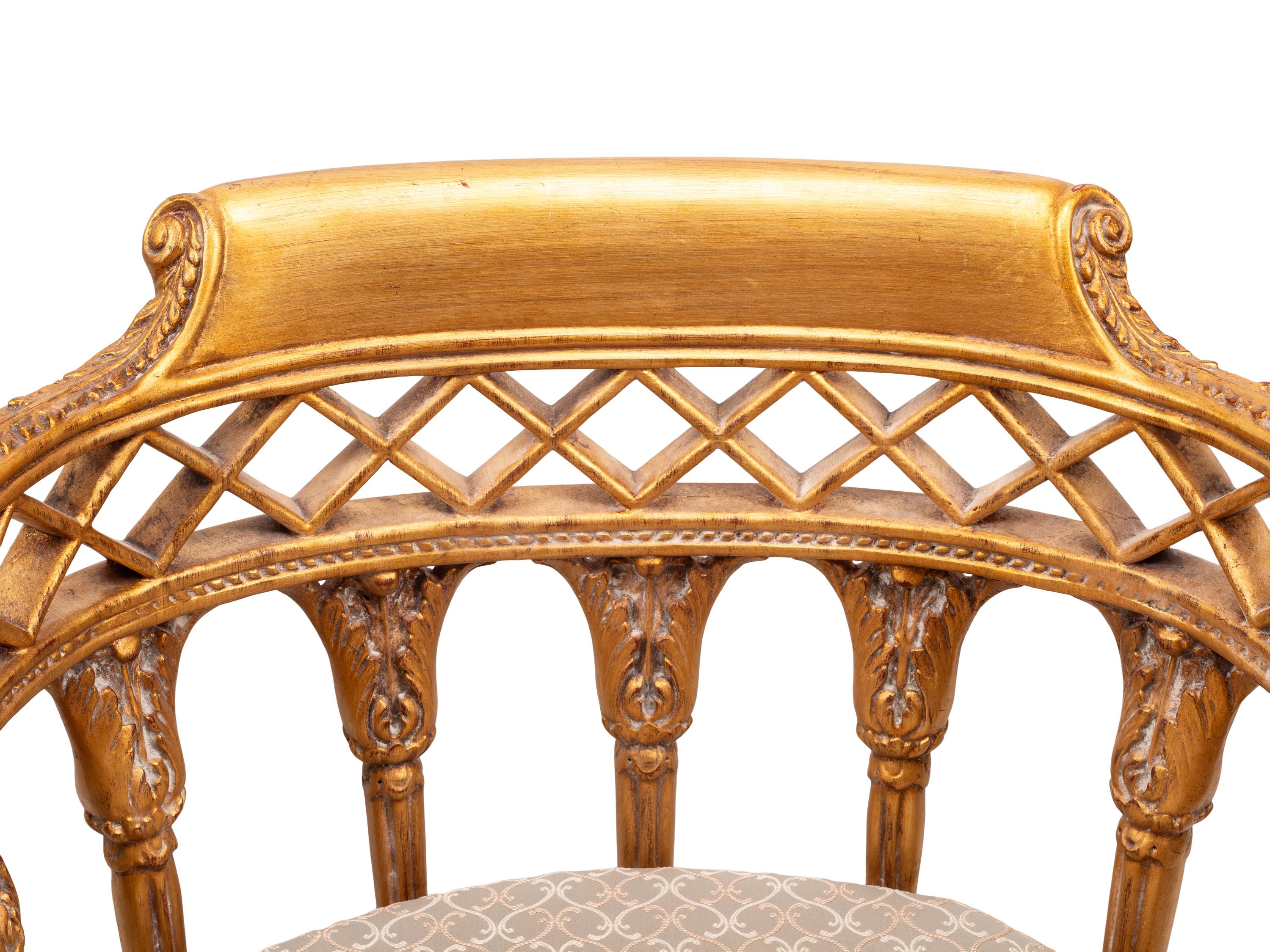 A Set of Four Italian Neoclassical Style Giltwood Armchairs