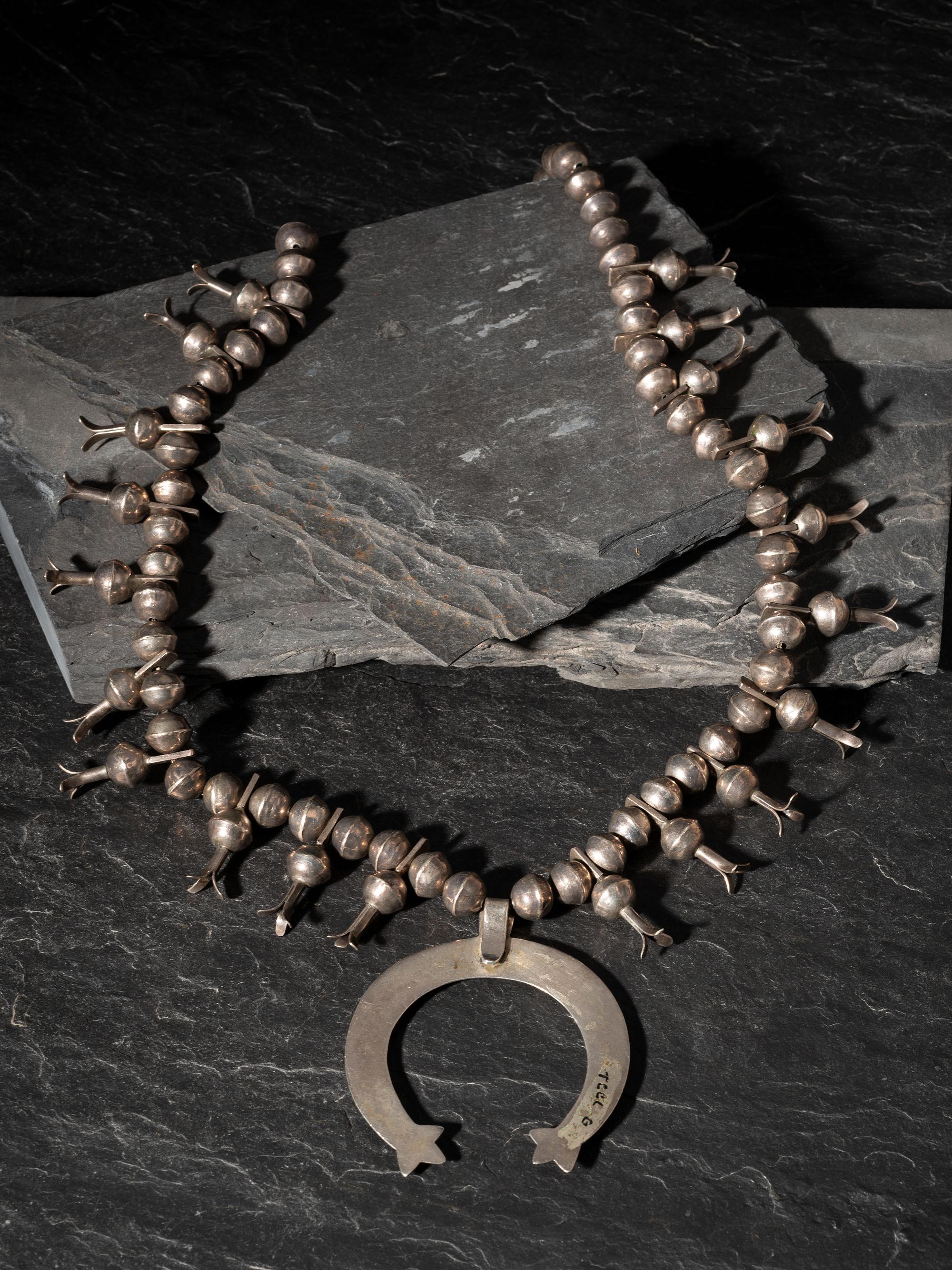 Navajo Silver Squash Blossom Necklace