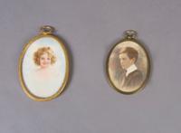 A Group of Two Portrait Miniatures, Height of first overall 4 3/4 inches.