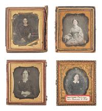 [EARLY PHOTOGRAPHY]. 25 sixth plate daguerreotypes of young women, some posed with books and other objects.