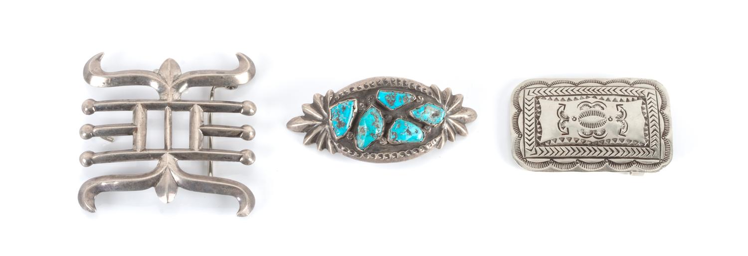 Three Navajo Belt Buckles Height of largest 3 1/2 inches x 3 1/2 inches