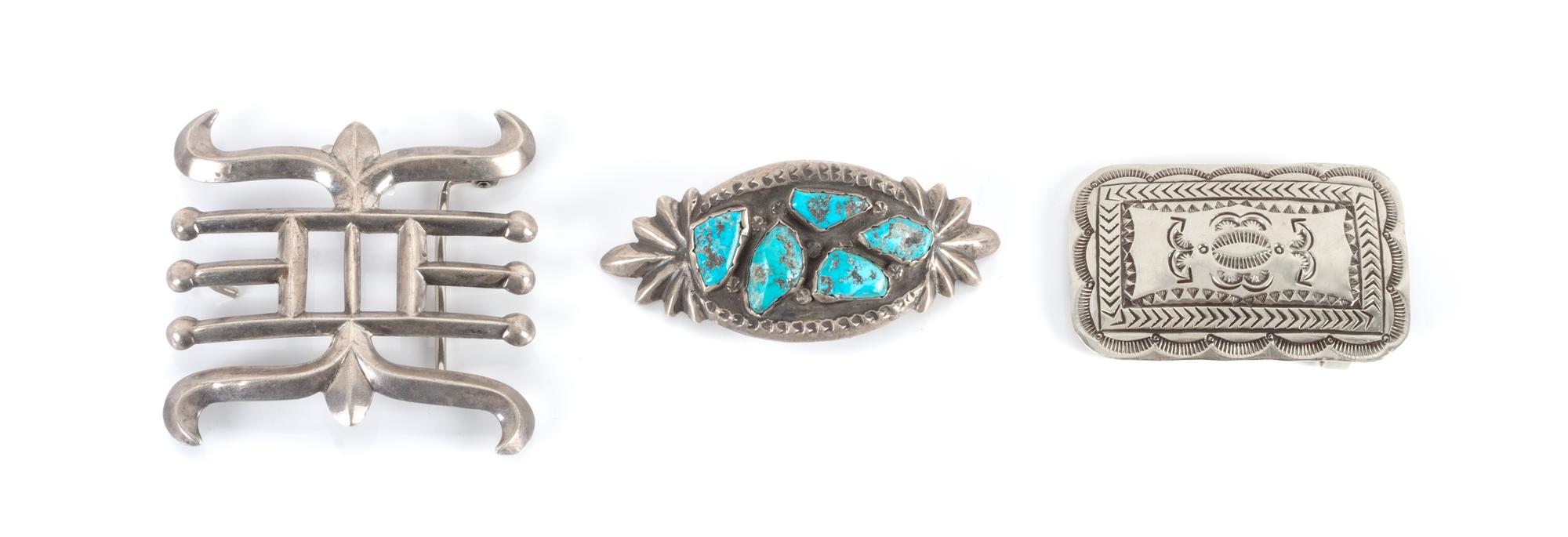 Three Navajo Belt Buckles Height of largest 3 1/2 inches x 3 1/2 inches