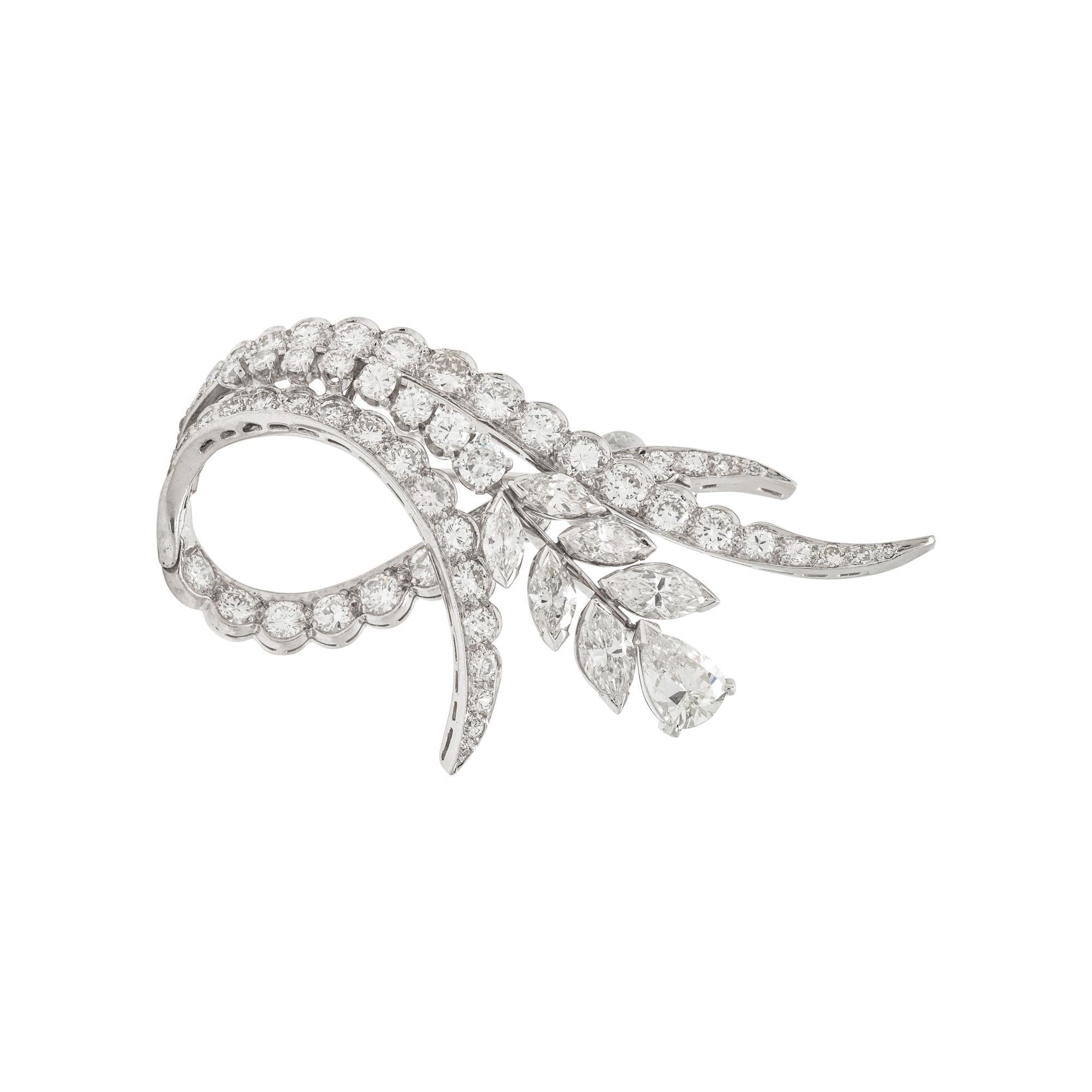 PLATINUM AND DIAMOND BROOCH
