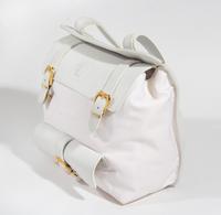 A Gianni Versace White Leather and Nylon Backpack, 11.5" x 10.5" x 4.5".