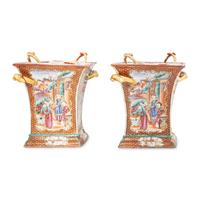 A Pair of Chinese Export Porcelain Bough Pots