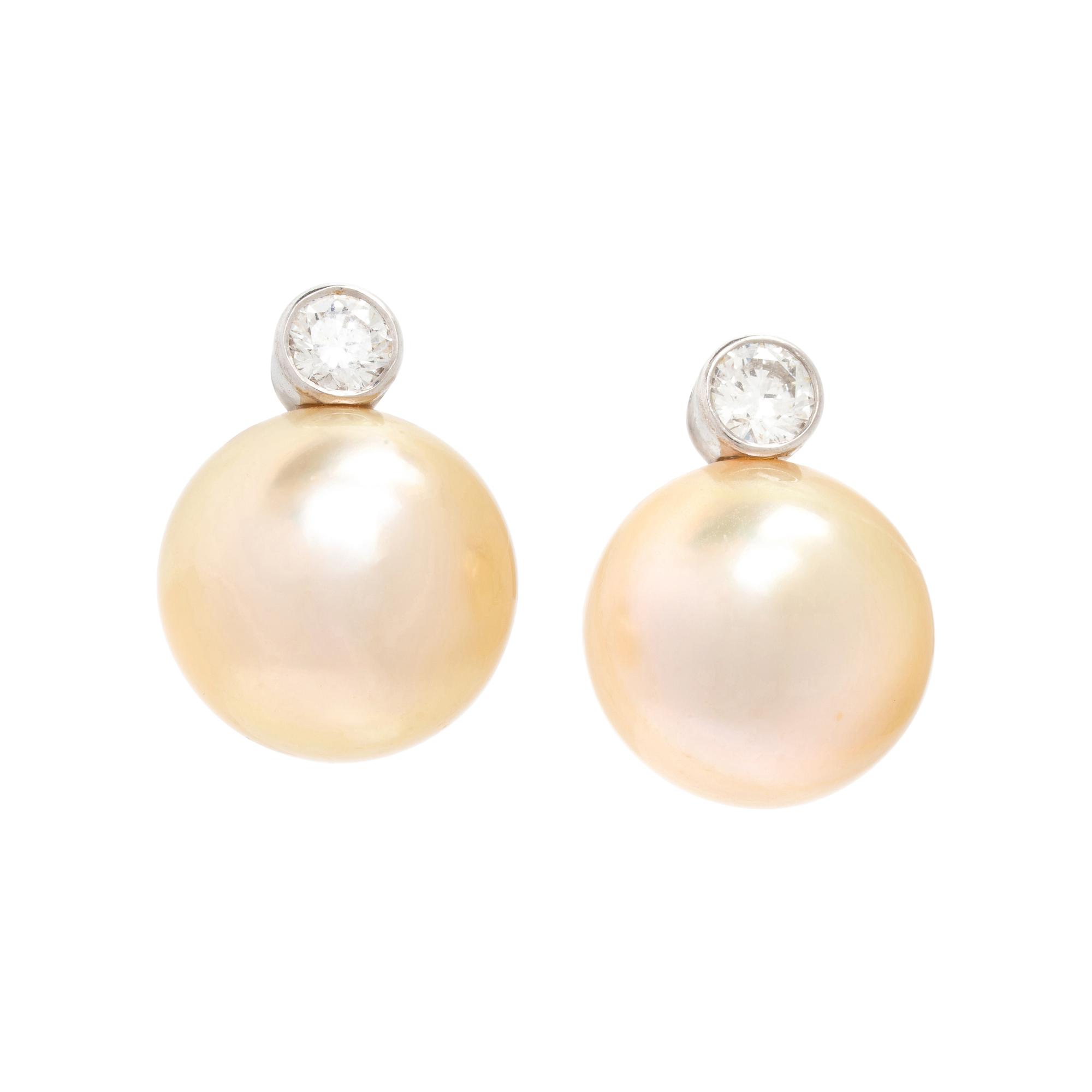Bunda, Cultured Pearl and Diamond Earrings