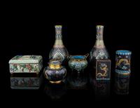 Seven Chinese and Japanese Cloisonne Articles