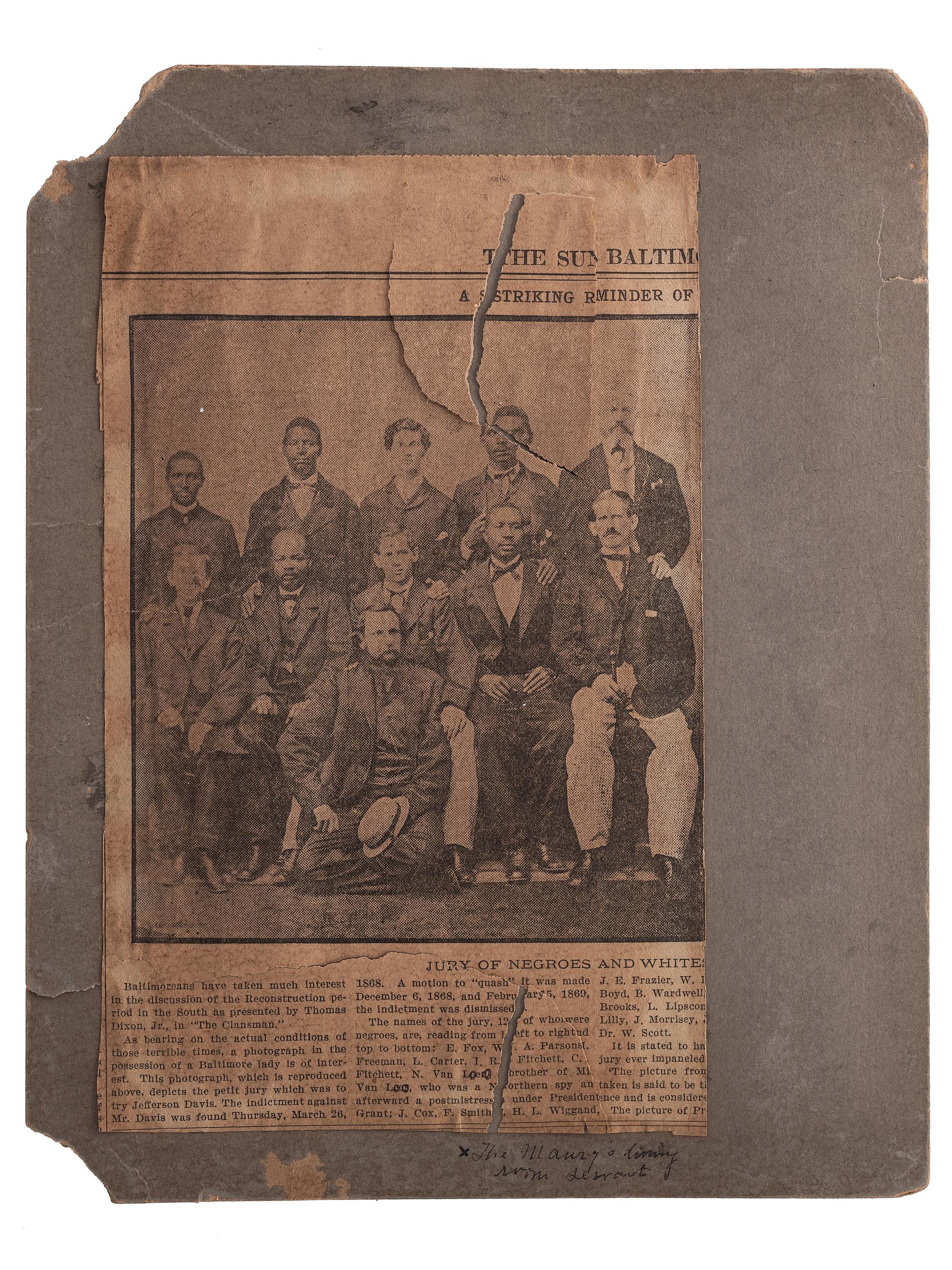 [RECONSTRUCTION]. Radical Members of the So. Ca. Legislature. [J.G. Gibbes]: [Columbia, SC], [1868].