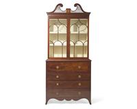 A Regency inlaid mahogany secretary bookcase, early 19th century