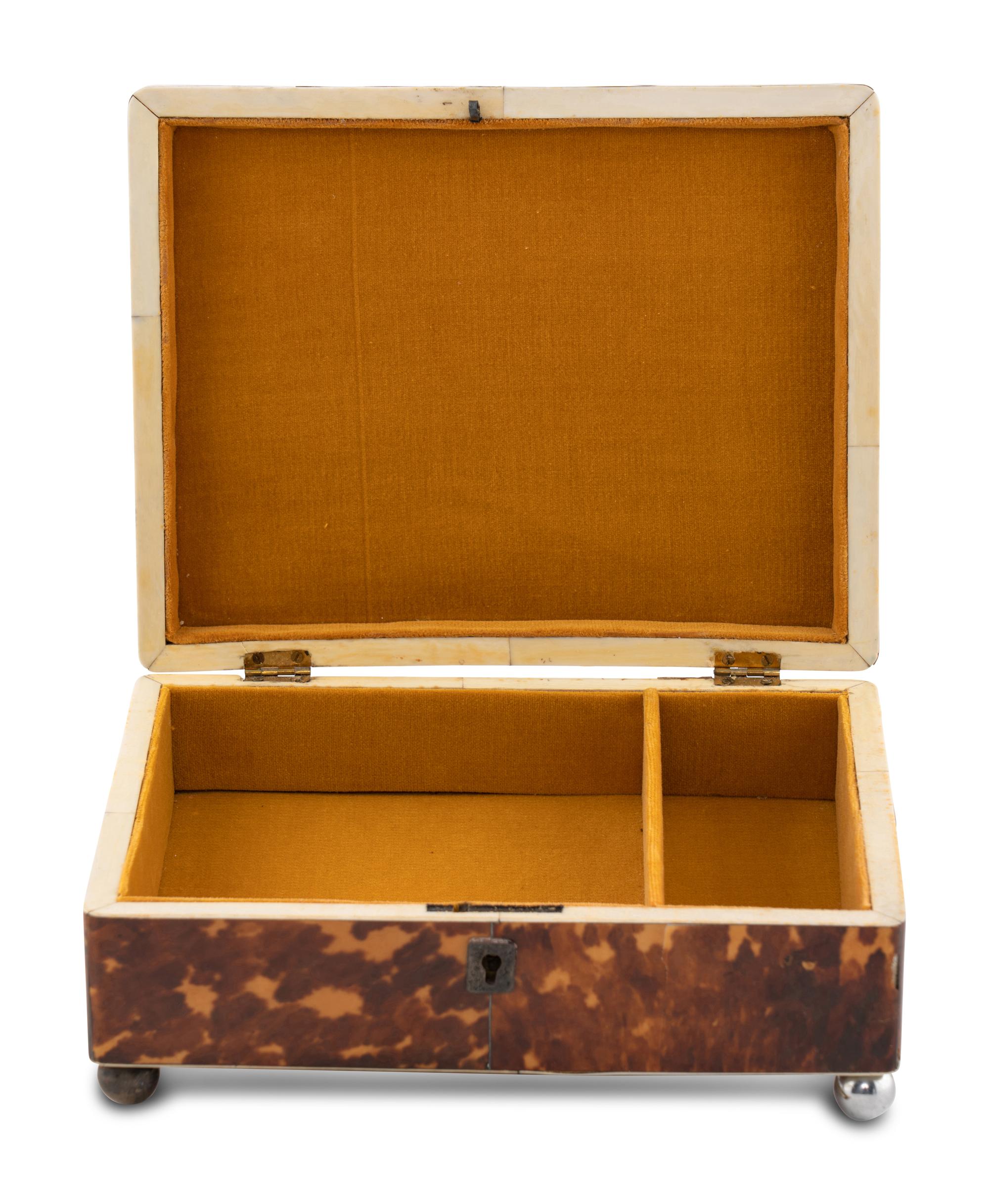 A Regency Tortoise Shell Jewelry Box