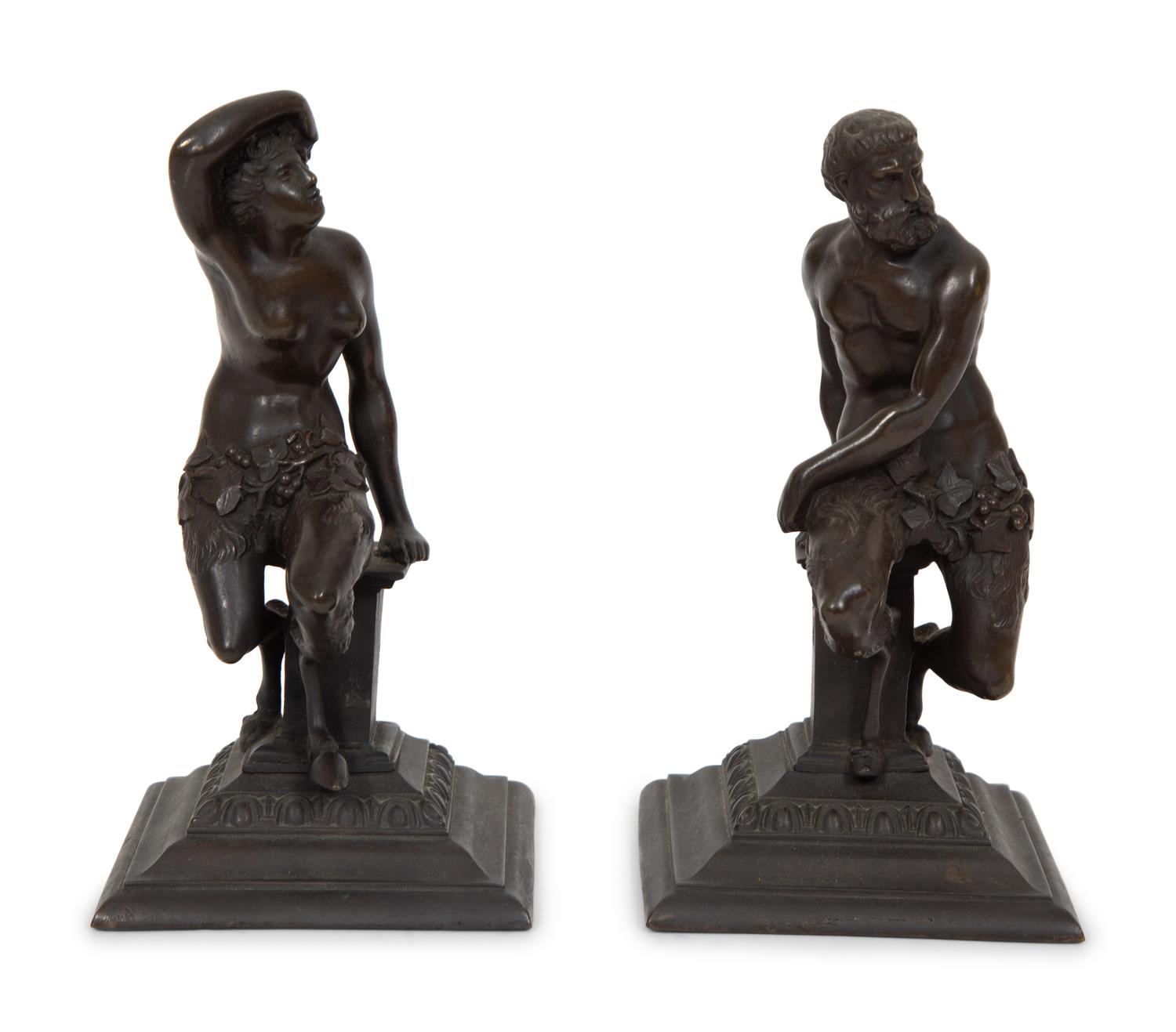 A Pair of Grand Tour Style Bronze Satyr Figures