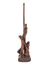 A Folk Art Carved Wood Figural Group