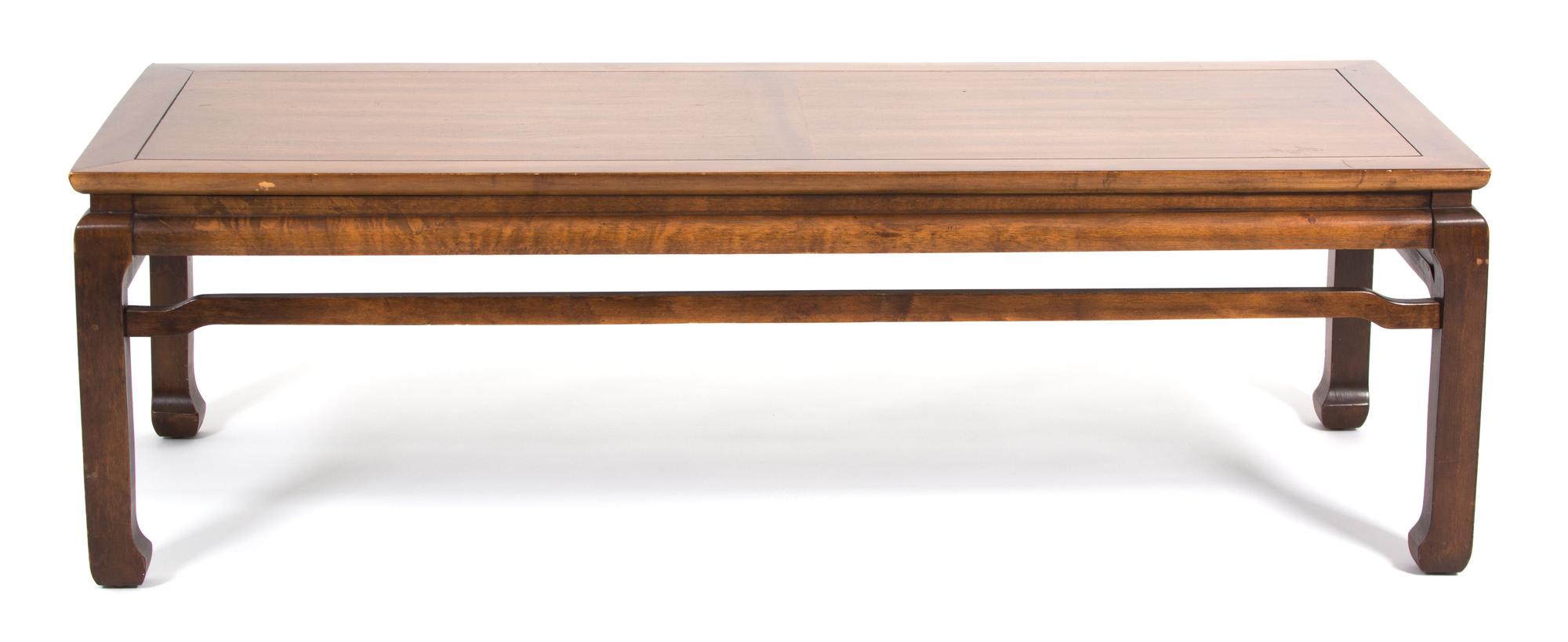 An Asian Style Mahogany Coffee Table Height 17 x width 59 x depth 22 inches. — 20TH CENTURY