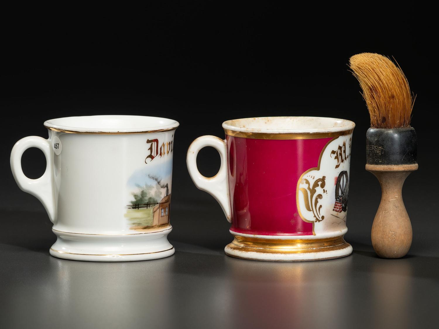 Two Porcelain Occupational Shaving Mugs