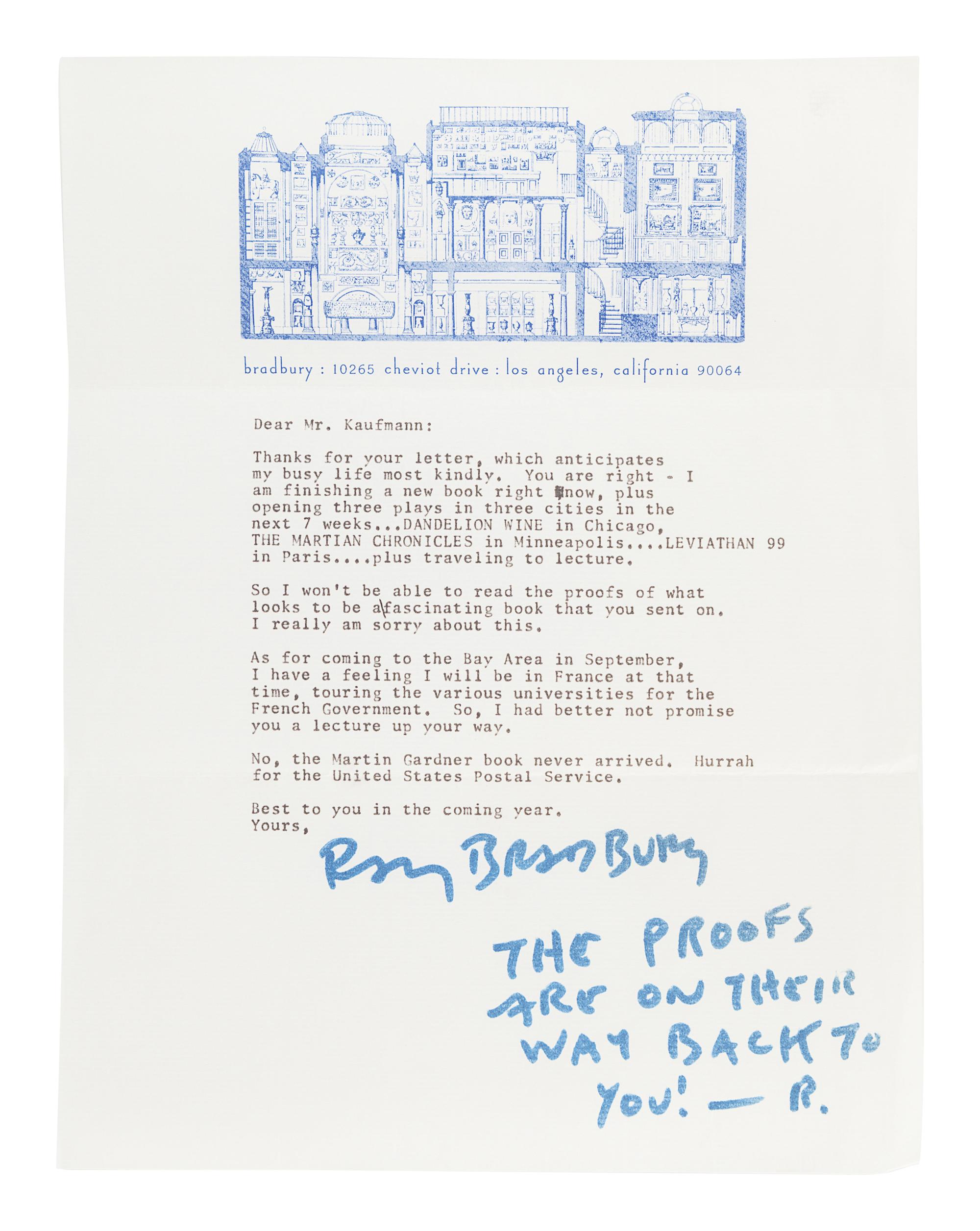 BRADBURY, Ray (1920-2012). Death is a Lonely Business. New York: Alfred A. Knopf, 1985.