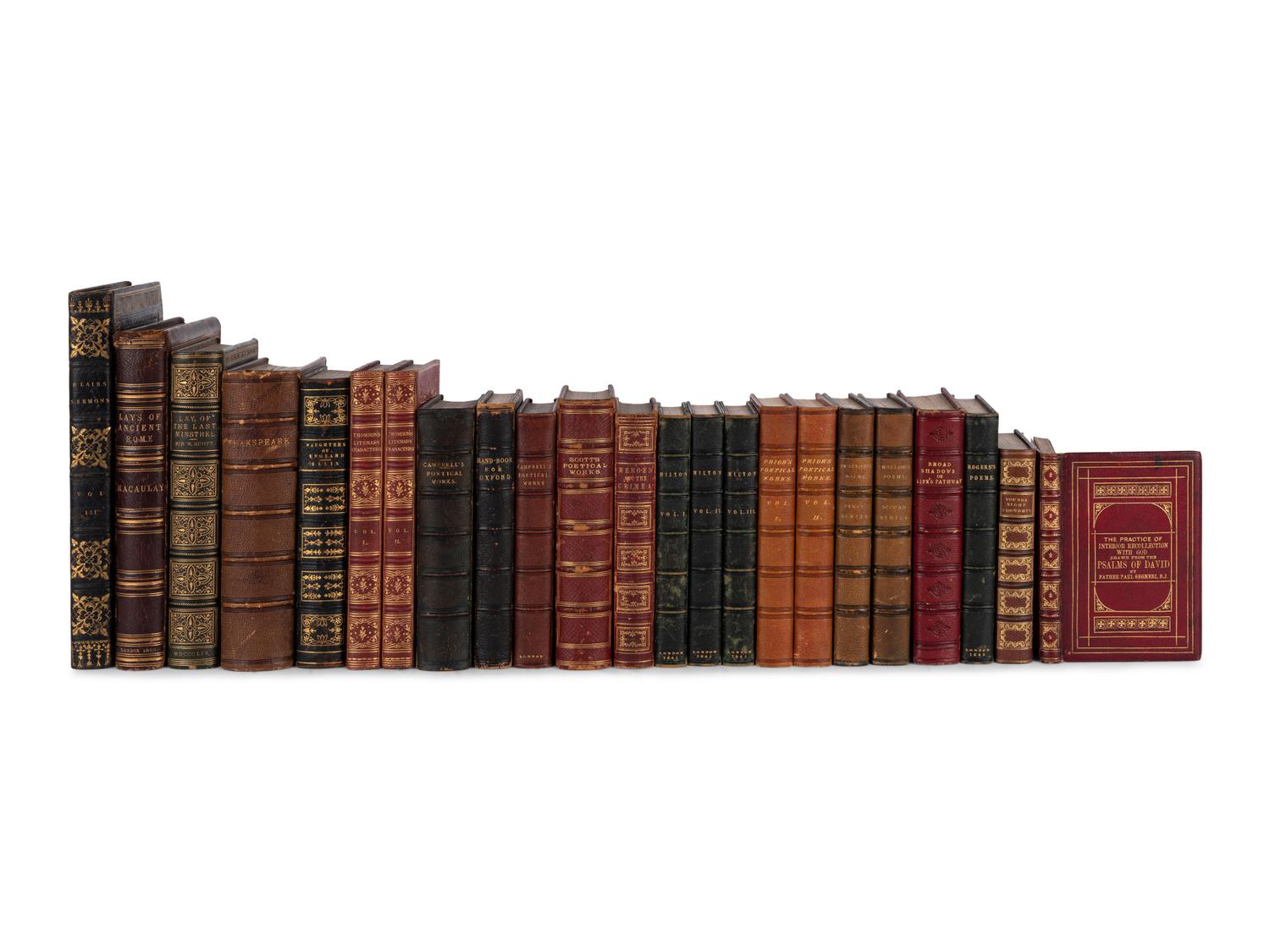 [BINDINGS -- FORE-EDGE PAINTINGS]. A group of 12 works concealing fore-edge paintings depicting country scenes, comprising: