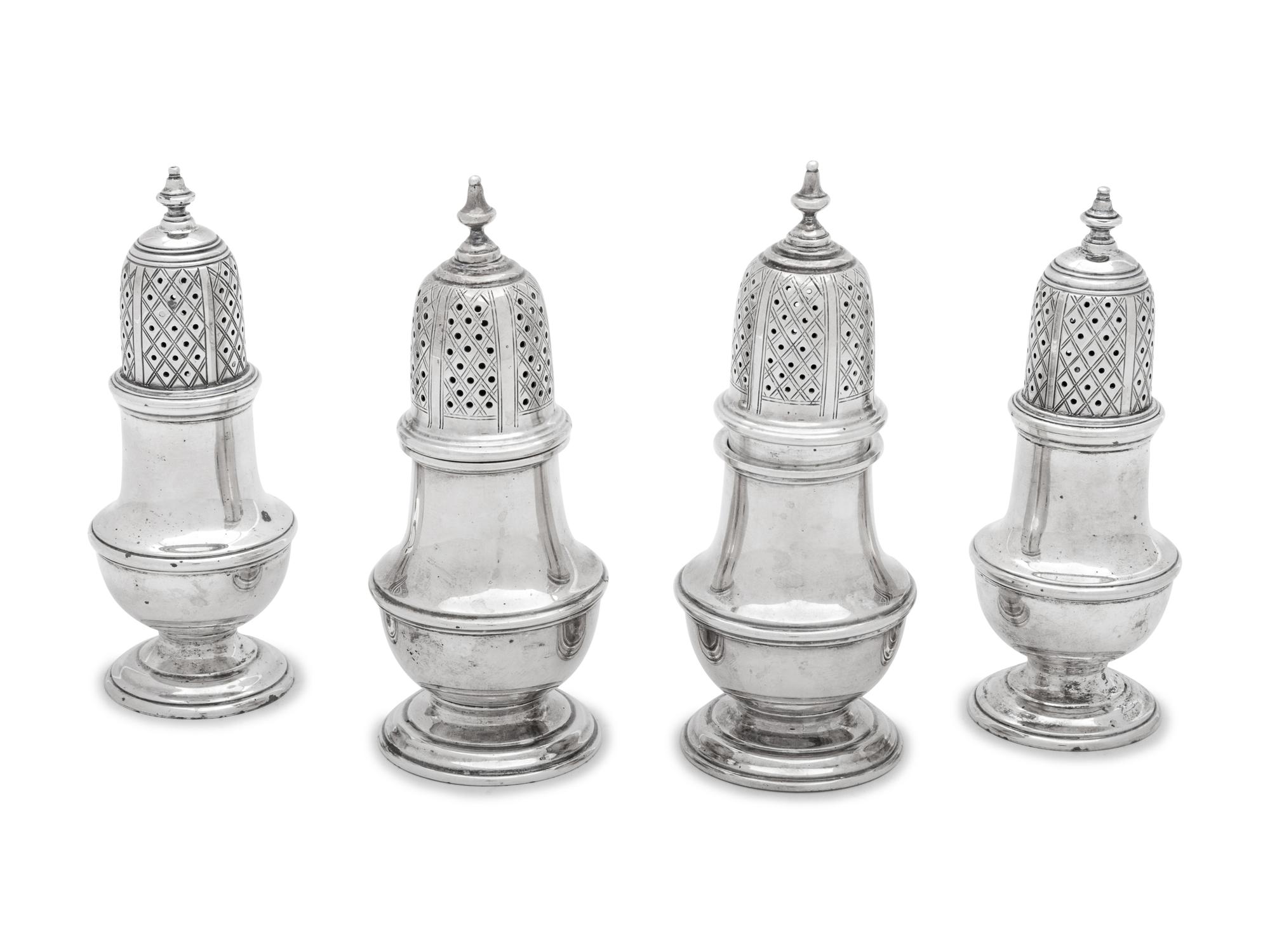 each of typical baluster form, comprising a pair marked for C.J. Vander Ltd., London, 1962 and another example marked 'Sterling' .