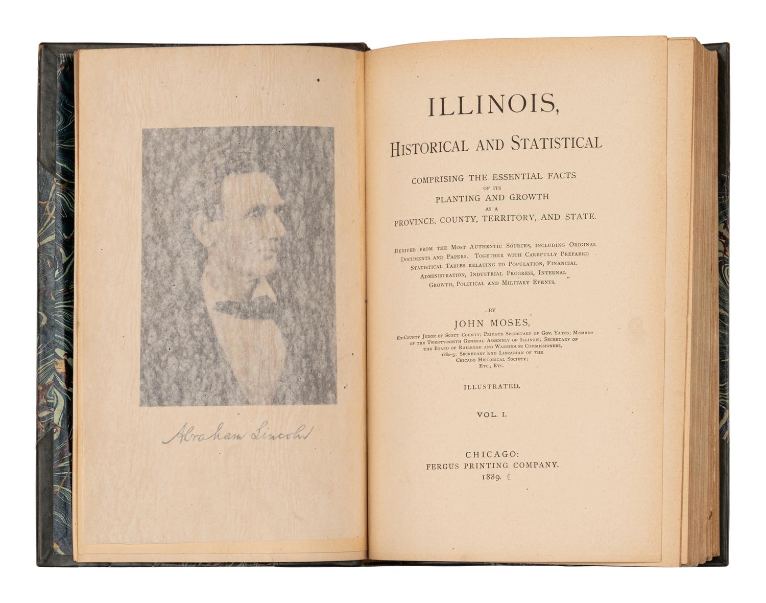 [LOWDEN, Frank Orren (1861-1943), his copies] -- [ILLINOIS HISTORY]. A set of uniformly bound works about Illinois, comprising: