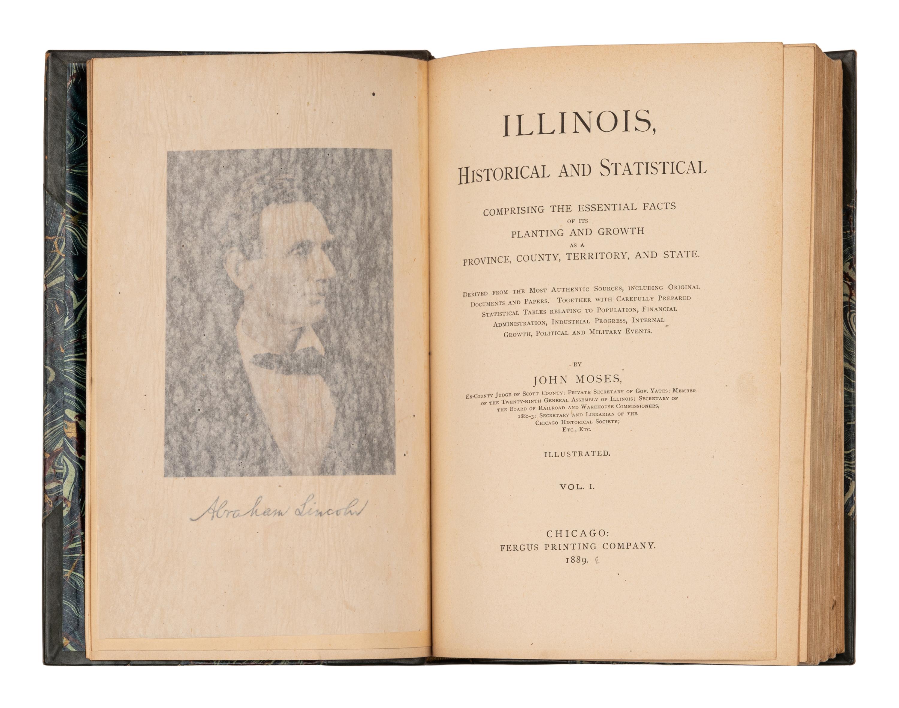 [LOWDEN, Frank Orren (1861-1943), his copies] -- [ILLINOIS HISTORY]. A set of uniformly bound works about Illinois, comprising: