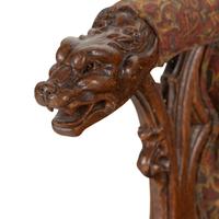A French or Italian Gothic Revival Carved Oak Armchair