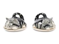 A Pair of Ceramic Figural Butter Dishes and Covers