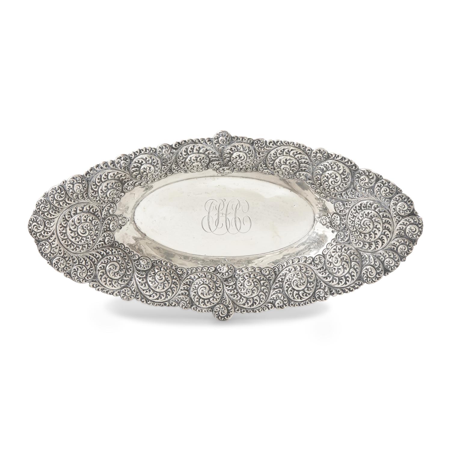An American Aesthetic Movement Silver Repousse Bread Dish