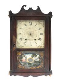 An American Reverse-Painted Glass Wall Clock