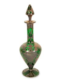 An American Silver Overlaid Green Glass Decanter