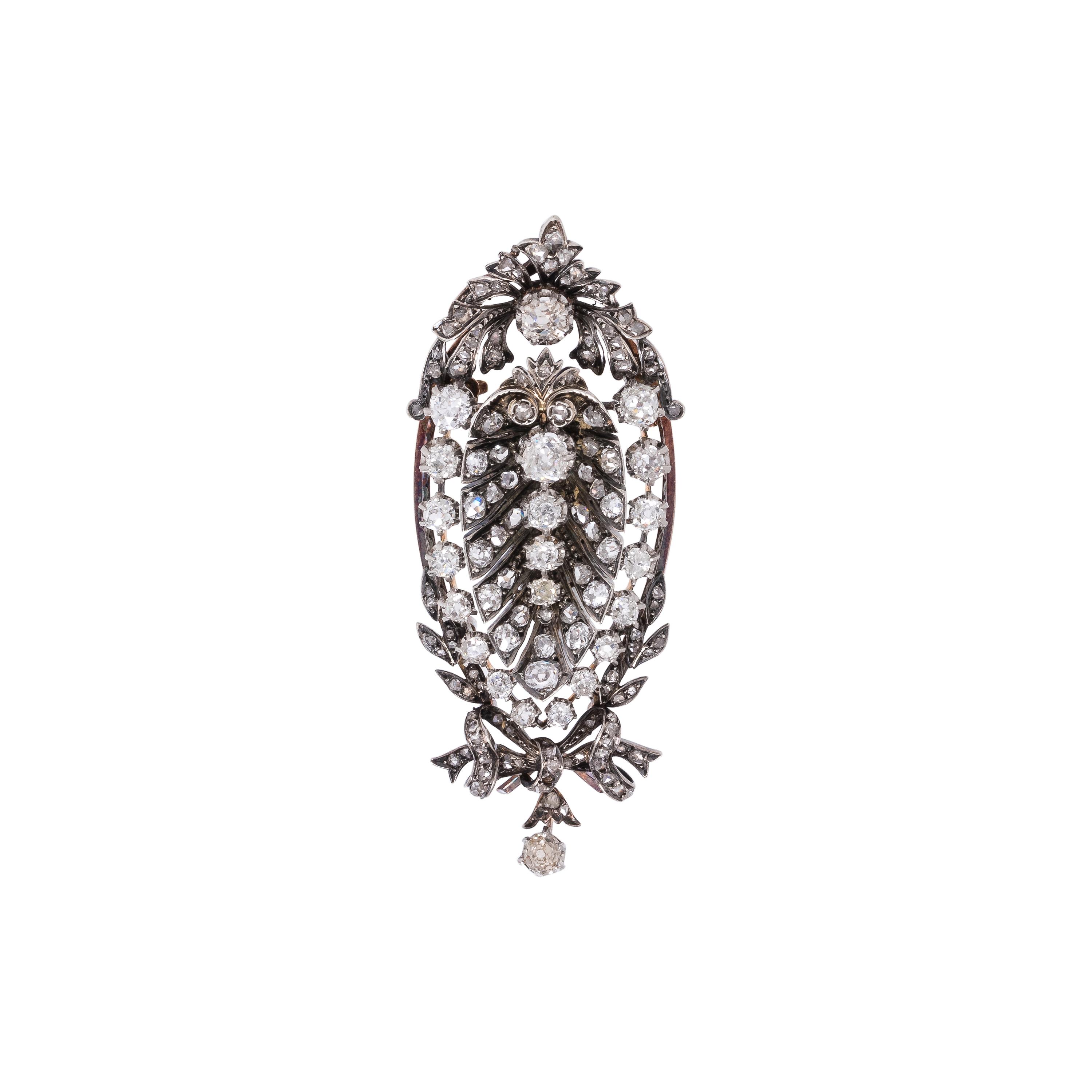 FRENCH, ANTIQUE, DIAMOND PENDANT/BROOCH