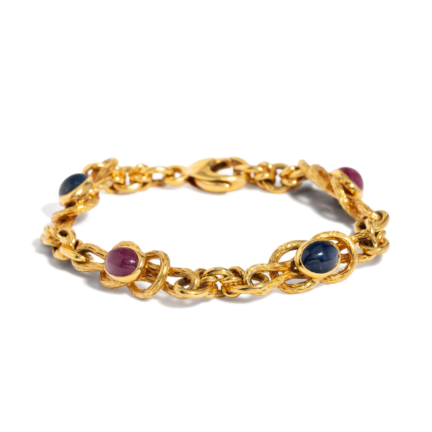 RUBY, SAPPHIRE, AND YELLOW GOLD BRACELET