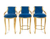 A Set of Three Italian Giltwood Counter Stools