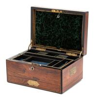 An English Brass-Mounted Rosewood Jewelry Casket