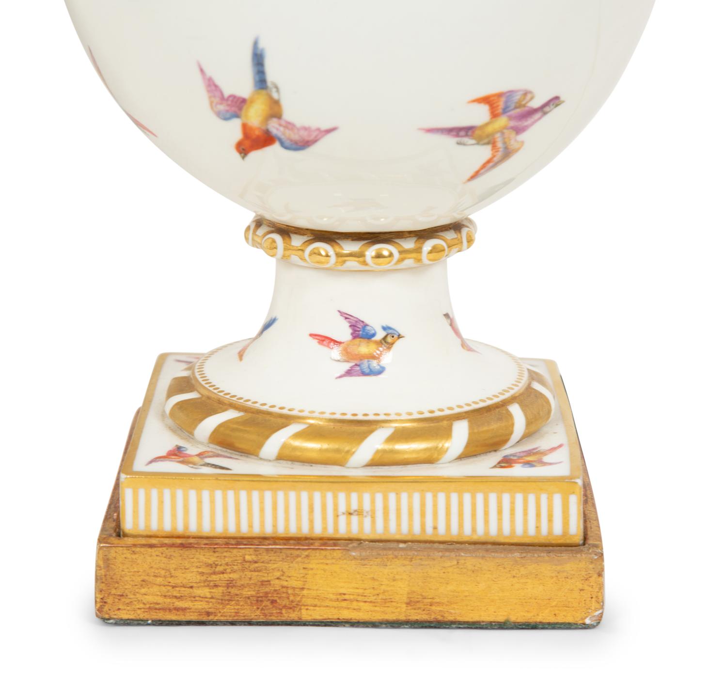 A Pair of Parcel-Gilt Painted Porcelain Table Lamps