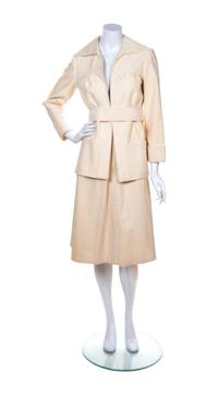 An Ida Louise Cream Ultra Suede Dress Ensemble,