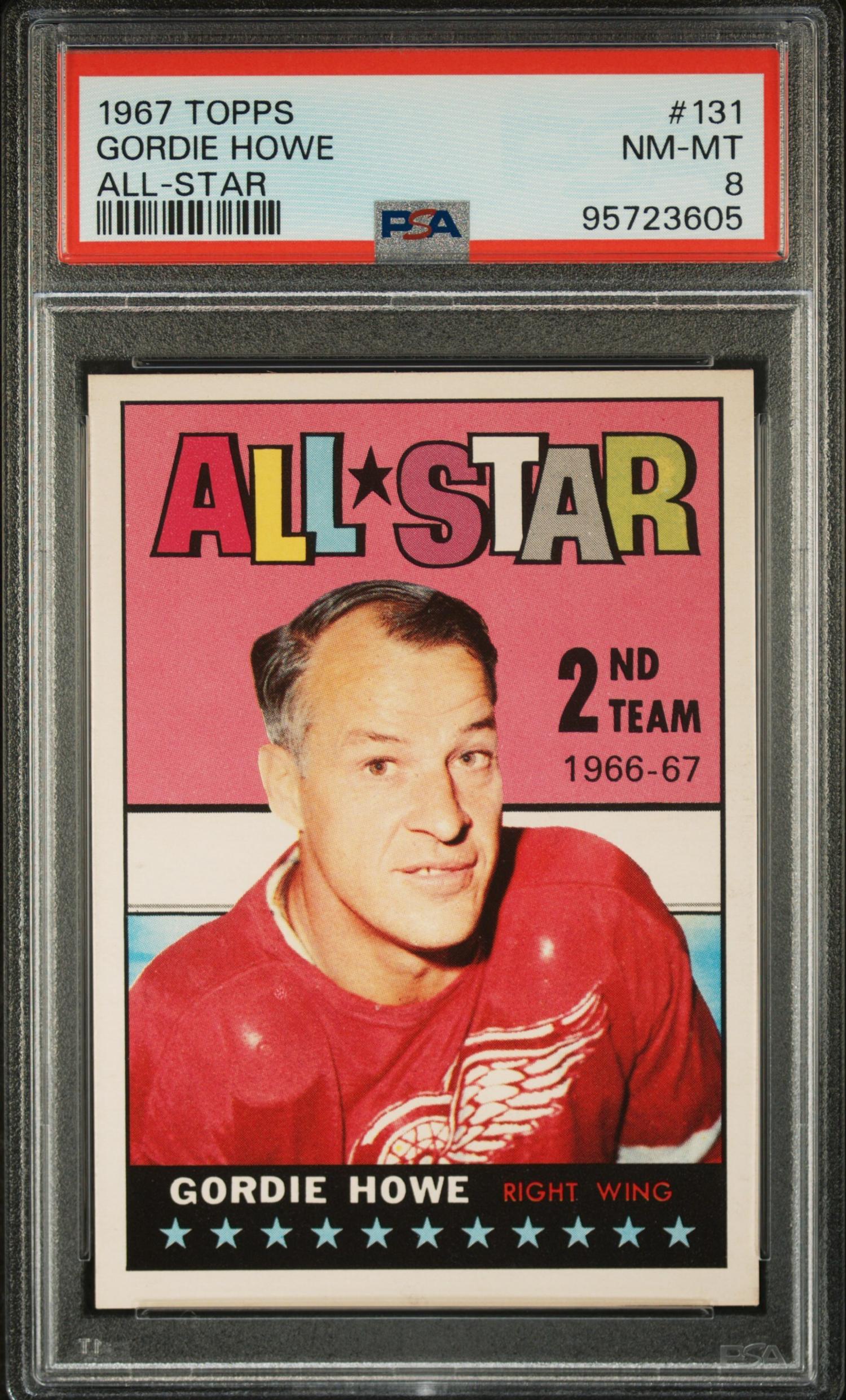 A 1967 Topps Gordie Howe All Star Hockey Card No. 131 (PSA 8 NM-MT)